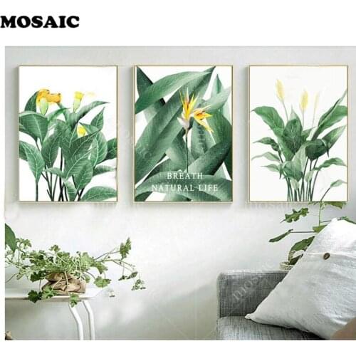 Diamond Painting breath natural life Green plant Pictures drill Rhinestones painting full Square diamond embroidery mosaic 3pcs