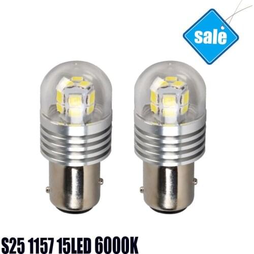 Pair Sale S25 1157 Automotive LED Rear Lights 7.5W 6000K External Lights Cars Bulbs White Light 24V 15 LED Lamp