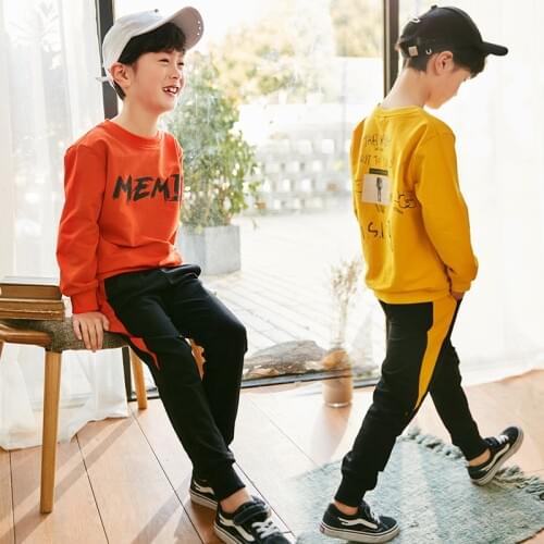2020 Boys Spring Fall Clothing Set Children Long Sleeved Sports Suit Kids Hooded Sweatshirt + Pants 2 Pcs Kids Tracksuit X201
