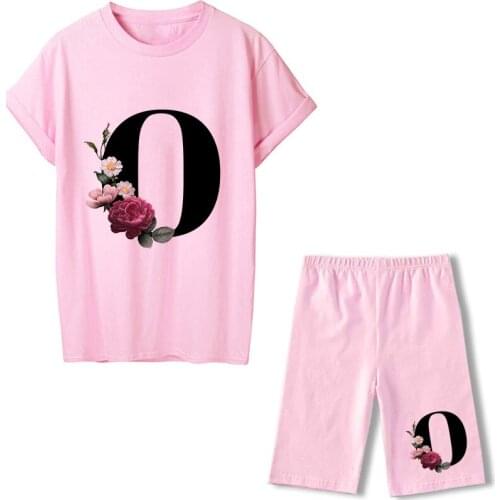 Summer Women Letter Printed Casual Biker Joggers Two Piece Sets Sexy Outfit T Shirts+Shorts Ensemble Femme Short Sleeve O-Neck