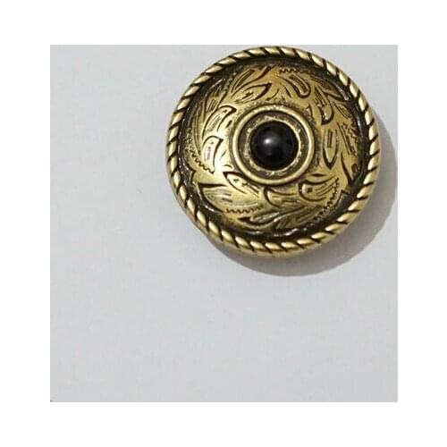 KB301) 50pc 1" Western Prairie Dust Round Concho w/Black Turquoise Stone Concho Antique-Bronze