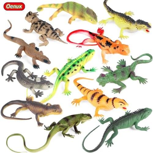Classic Insect Animals Simulation Wild Lizard Gecko Chameleon Model Action Figures Soft Solid PVC Educational Toy Kid Gift