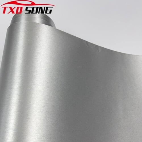 10/20/30/40/50X152CM Metallic Silver Brushed Aluminum Vinyl Metal Car Wrap Film DIY Styling Adhesive Car Motorbike StickerDecal