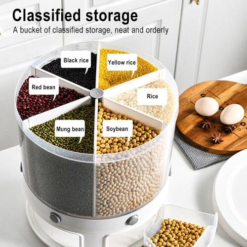 20KG Rotating Food Storage Box Multifunctional With Lid Moisture Insect Proof Grain Organizer Moisture Proof Separat Rice Bucket