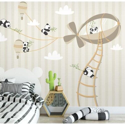 Beibehang custom Nordic cartoon animal wall Paper childrens room panda mural wallpaper bedroom wall covering simple dining room
