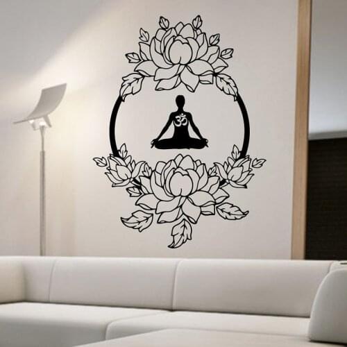 Meditation Buddha Namaste Yoga Wall Sticker Home Decor Lotus Wall Decal Removable Living Room Bedroom Wallpaper Art Mural