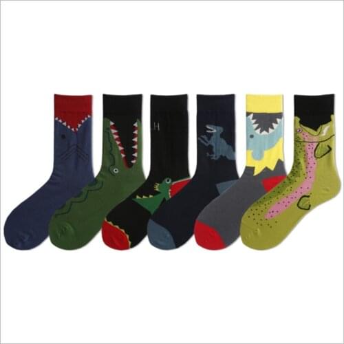 Crocodile Trendy Socks Men Women Middle tube Personality Creativity Harajuku Cartoon Animals Peace Pigeon Zebra Cotton Socks