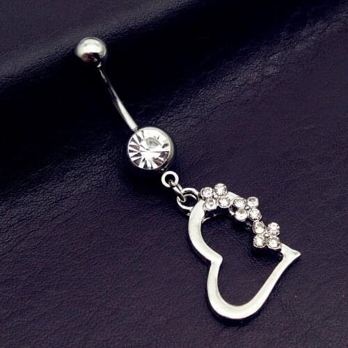 Fashion heart shaped flower navel ring medical stainless steel body piercing jewelry Women sexy love belly button rings