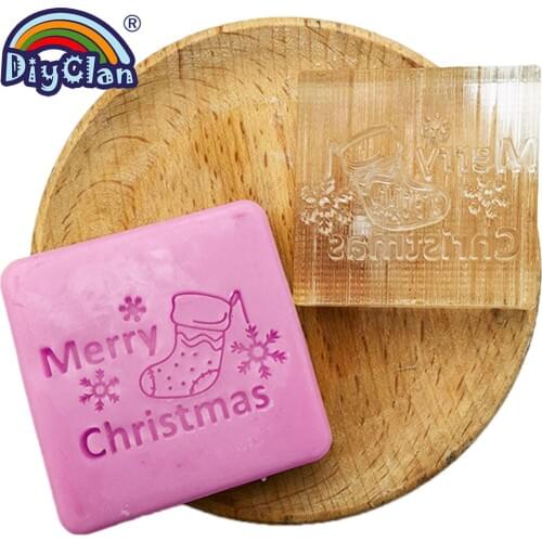 Resin Christmas pattern Handmade soap stamp chapter mini DIY xmas Socks pattern Acrylic chapter soap making mold Z0181SD