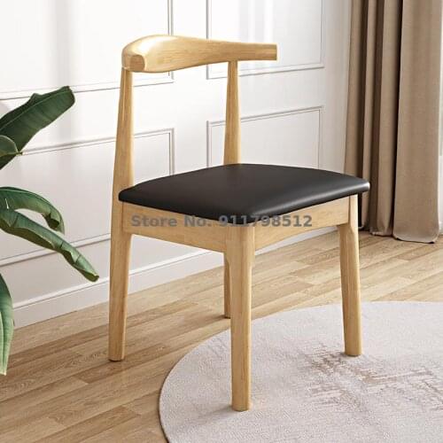 Simple solid wood desk chair home dining chair back chair nordic ins nail makeup milk tea shop hotel lounge chair