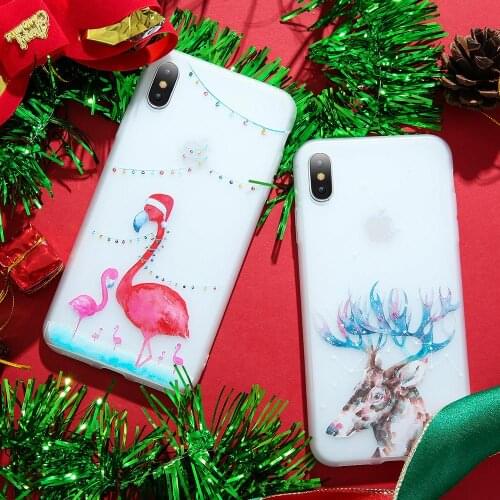 FLOVEME Christmas Case for iPhone X XS MAX XR Soft TPU Cases for iPhone 6 iPhone 7 8 6s plus SE 5S 3D Relief Cover Gift Fundas