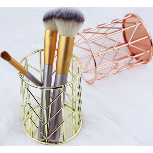 Nordic Wrought Iron Round Pen Storage Lipstick Brush Pen Holder Organizer Cosmetics Makeup Brushes Storage Box office Pen Case
