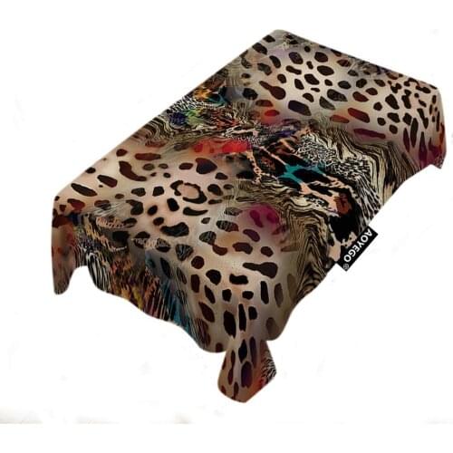 Leopard Print Table Cloths Rectangle African Animal Cheetah Wildlife Spotted Tablecloths Decoration