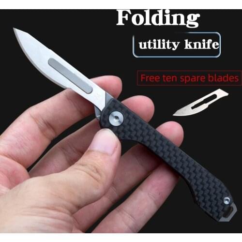 2021 Carbon Fiber Folding Knife EDC Pocket Portable Knifes Emergency Key Medical Folding Knives Surgical Self-defense Survival