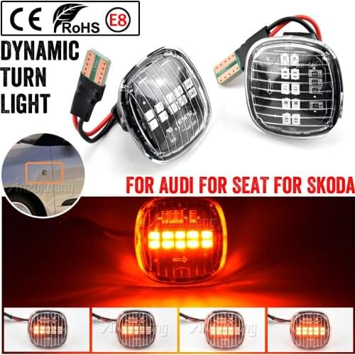 2PCS LED Turn Signal Side Marker Light Dynamic Sequential Lamp For Skoda Fabia Octavia Mk1 Mk2 Roomster Rapid NH3