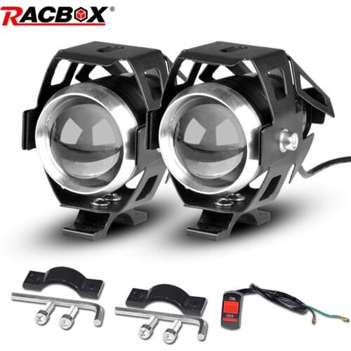 RACBOX 2pcs U5 Motorcycle LED Headlight 12V 24V 3000LM Motor Bike LED Driving Daytime Running Light DRL Fog Light Lamp White