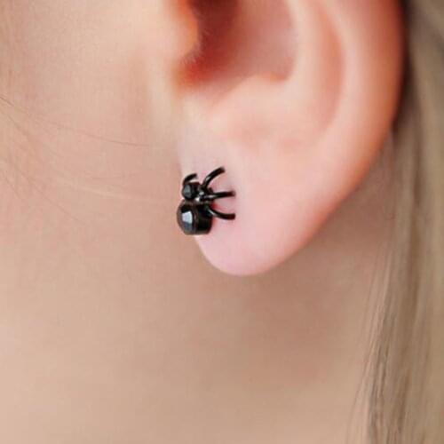 Unique Design Minimalist Mini Black Insect Jewelry Spider Earrings For Women Shopping Wild Novelty