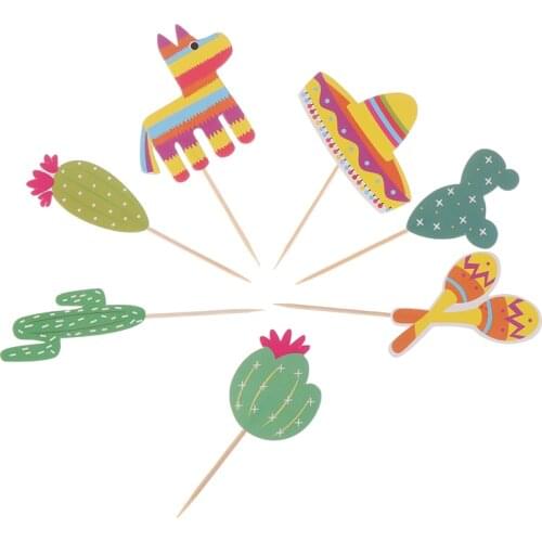 Cake Inserts Card Party Gifts Kid Birthday Wedding Decor Alpaca Cake Decoration Insert Mexican Cactus Cake Insert Decoration