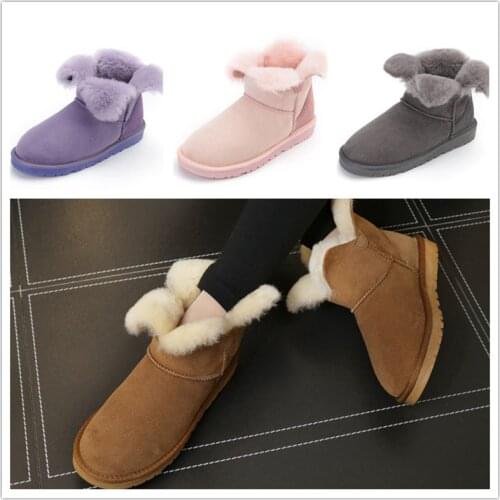 Genuine Sheepskin 100% Natural Fur 2020 Shoes Women Winter Warm Shoes Flats Boots Leisure Female Casual Footwear Snow Boots