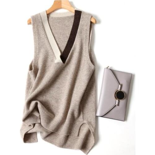 2021 Woman Long Sweater Dresses Ladies Loose Knitted V Neck Sleeveless Waistcoat Female Spring Autumn New Clothes Outerwear Q89