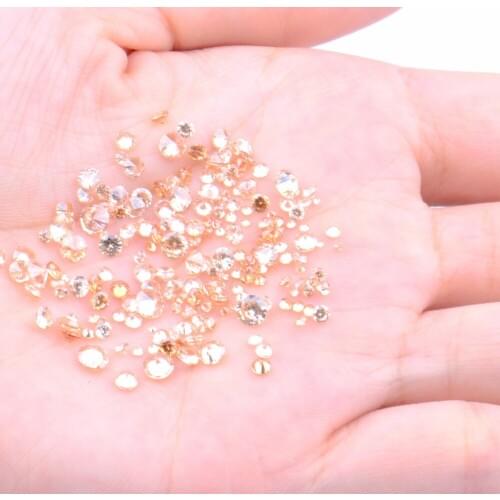 100pcs 1mm-4mm 5A And Mixed Sizes Round Beads Cut CZ Stone Brilliant Champagne Color Cubic Zirconia Synthetic Gems stone