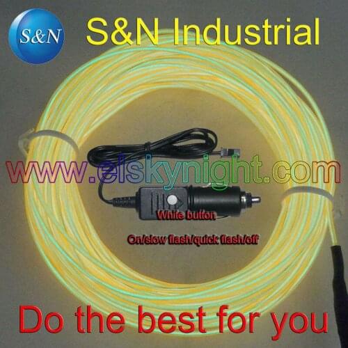 DC12V cigar plug el wire controller/driver/inverter+3meter Lemon el wire/ strip/glow rope for car decoration fast free shipping