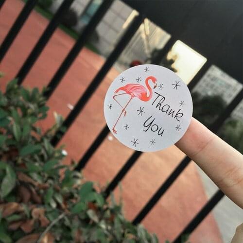 120pcs Flamingo Sticker Thank You Round Adhesive Sealing Sticker DIY Packaging Sealing Label for Wedding Christmas Gifts wrap