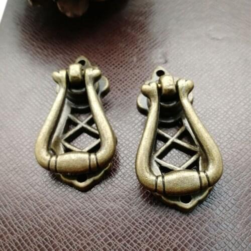 2pcs Antique zipper Design Drawer Handle Pulls Cabinet Door wardrobe Wooden Jelwey Box zinc Alloy Handle Pull Knobs with Grid