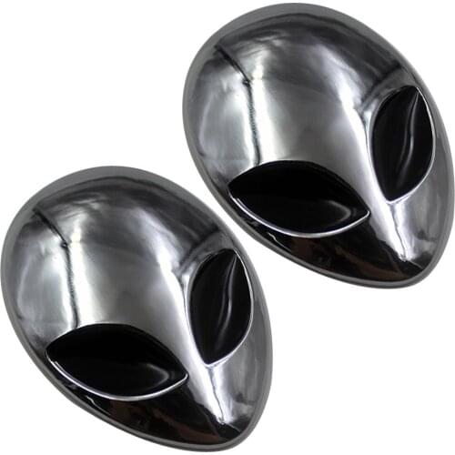 2 Pieces Chrome Auto 3D Emblem Badge Sticker, Alien Head Car Decal Universal for Cars Trucks Motorcycles