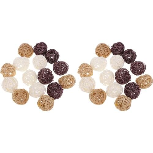 30x 3cm Rattan Wicker Balls For Home Wedding Decor, Vase Fillers, Bird Toys