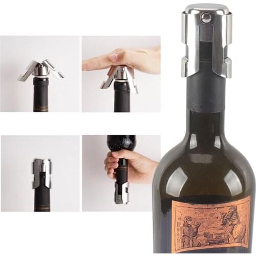 4 Pcs Champagne Red Wine Bottle Stopper Vacuum Sealed Plug Sealer Stainless Steel Reusable Vacuum Sealed