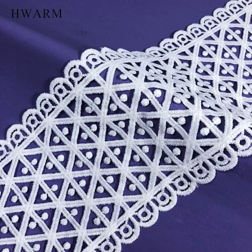 5yard High Quality White Lattice Dot DIY Women Sewing Trim African Arts Craft Lace Fabric Ribbon 9cm Wedding Dress Accessories