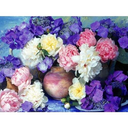 5D DIY Diamond Painting Purple Folowers Diamond Embroidery Mosaic Rhinestone Full Drill Cross Stitch Home Decor Gifts