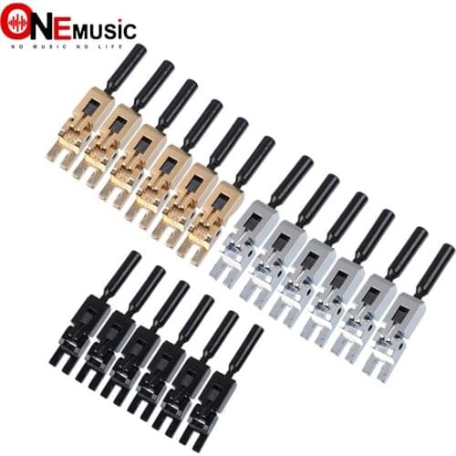 6pcs Electric Guitar Tremolo Bridge Locked String Saddles for Electric Guitar Chrome-Black-Silver
