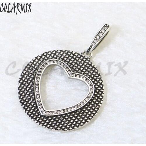 6Pcs Ancient heart shape high quality Zircon pendant gift for lady fashion jewelry pendant retro style jewelry 50045