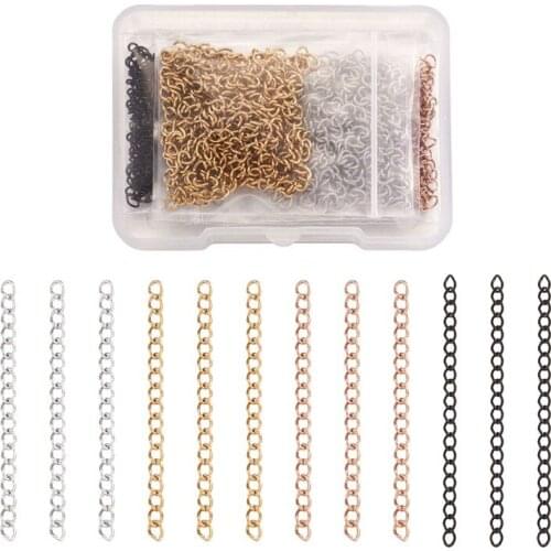80pcs 304 Stainless Steel Chain Extenders Curb Chain Twisted Chain Tail Extender for Jewelry Making DIY Accessories Supplies