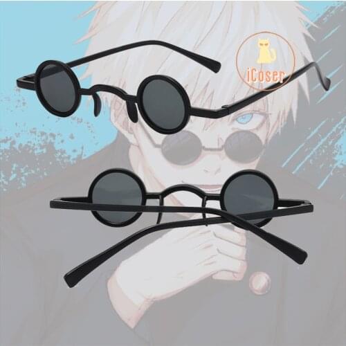 Gojo Satoru Cosplay Accessory Black Glasses NEW Anime Jujutsu Kaisen Ultra Small Frame Eyewear Hip Hop Steampunk Retro Round