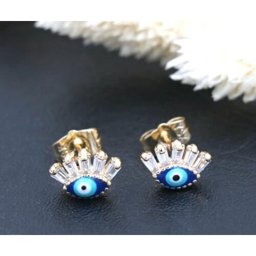 BPPCCR New Arrive Shiny Crystal Evil Eye Earrings For Women Gold Color Earrings Bohemian Earring Party Jewelry Aretes Huggie