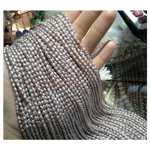 Wholesale 2-3mm Real Pearl Bead 15'' Purple Rice Natural Freshwater Pearl Loose Beads Handmade Gift