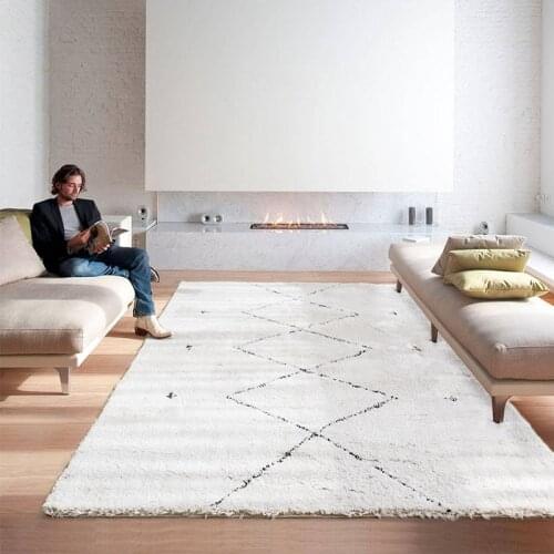Black White Moroccan Carpet Living Room Cotton Plush Bedroom Carpets Sofa Table Bedside Nordic Rug Tatami Study Cloak Room Mat