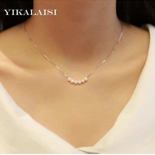 YIKALAISI 2017 Pearl choker Necklace Pearl Jewelry AAAA Circle Natural Pearl Pendants 925 Sterling Silver Jewelry For Women Gift