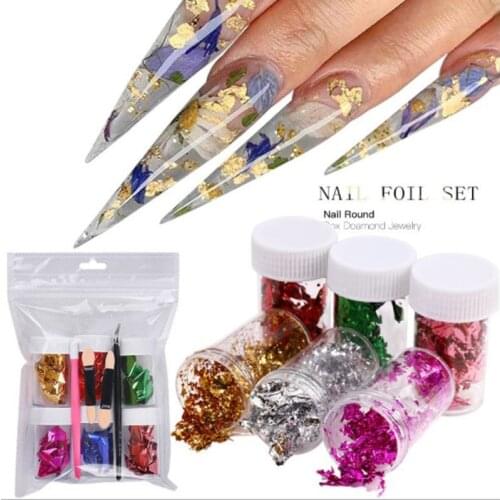 Nail Foils Wire Golden Silver Green Colorful Irregular DIY Aluminum Nail Stickers 3D Professional Manicure Decorations Suit