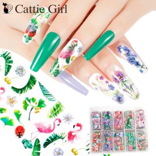 Flamingo Nail Foils flower Transfer Paper Stickers Sliders Adhesive Nails Wraps DIY Adhesive Floral Nail Art Decorations