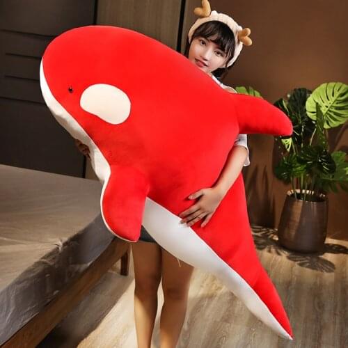 Giant red killer whale plush pillow doll big sea animal black whale dolphin toys for children gift decoration 59inch 150cm