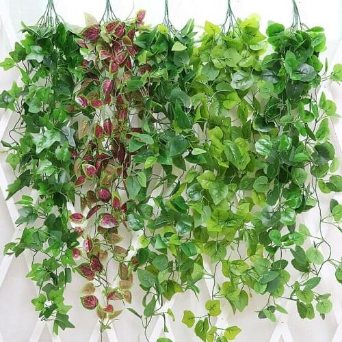 2pcs Artificial Plants for Home Decor with 110cm Long 5 Branches Green Home Leaves Decoration Artificial Plant Vines Wall