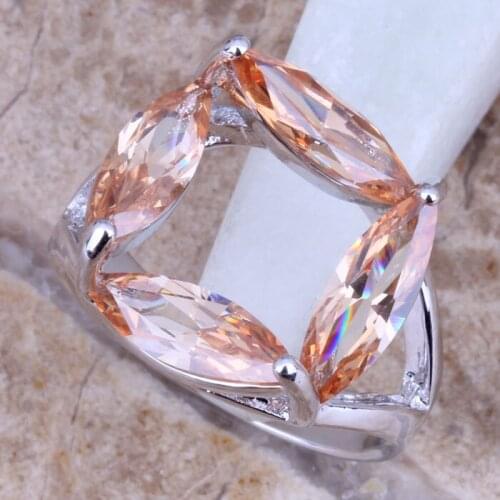 Amazing Brown Morganite Silver Plated Ring Size 6 / 7 / 8 / 9 R0214