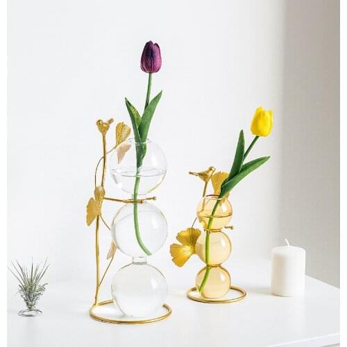 Creative Glass Crystal Flower Vases Transparent Bubble Ball Tabletop Glass Vase Home Decoration Accessories Modern Flower Vase