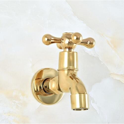Gold Color Brass Single Cross Handle Wall Mount Bathroom Mop Pool Faucet /Garden Water Tap / Laundry Sink Water Taps mav142