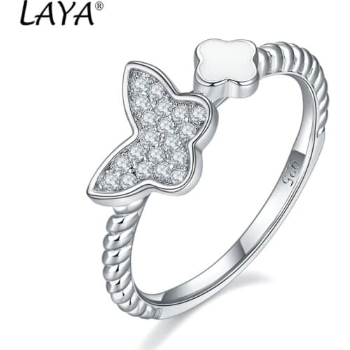 Laya Silver Butterfly Ring For Women 925 Sterling Silver Fashion High Quality Zirconium Fine Jewelry Handmade Enamel 2021 Trend