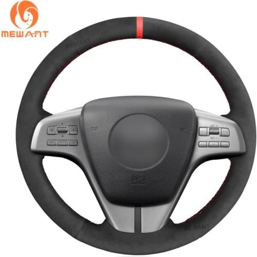 MEWANT Black Suede Genuine Leather Steering Wheel Cover for Mazda 6 GH 2009 2007 2008 2009 2010 2011-2012